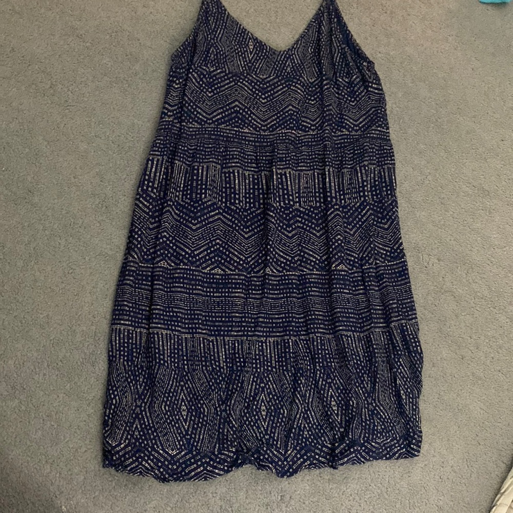 navy with white pattern flowy dress